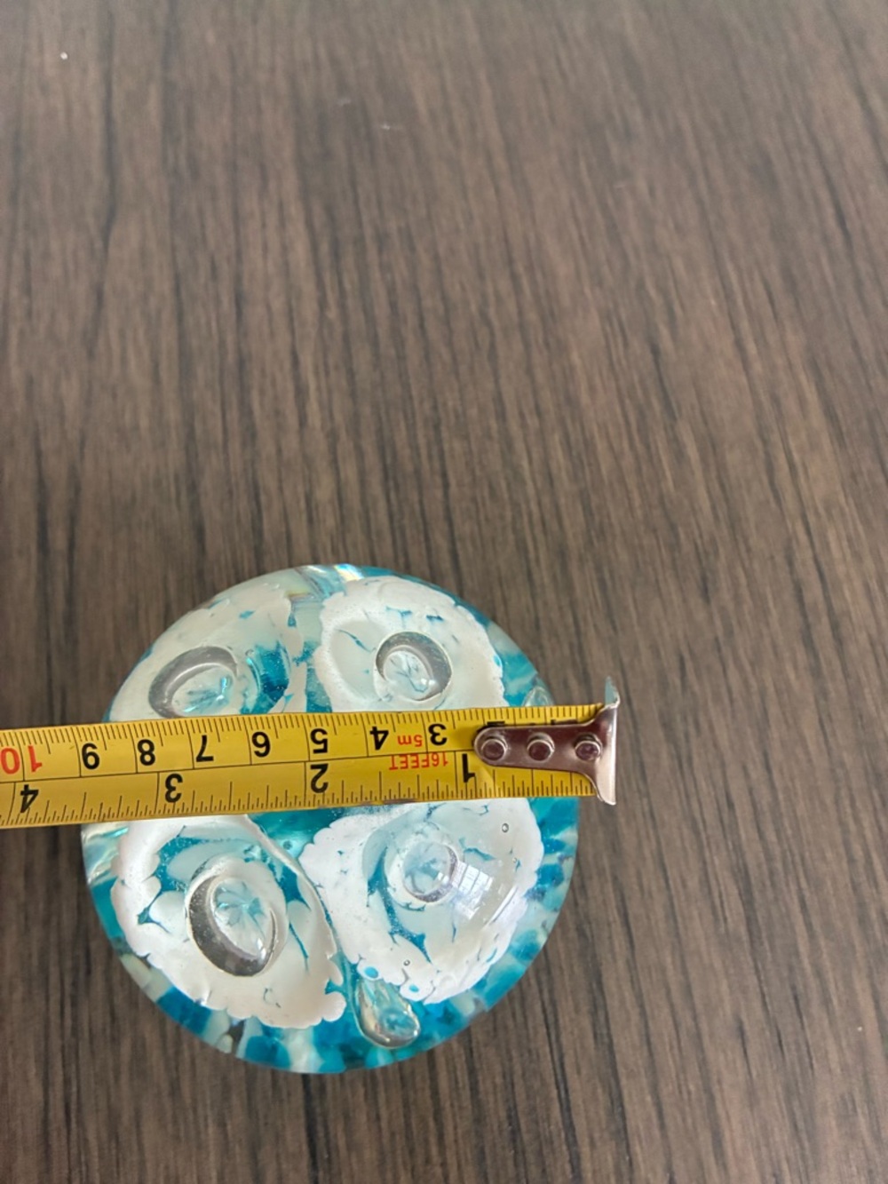 VTG LIGHT BLUE FLORAL ART GLASS PAPERWEIGHT - Picture 5 of 6